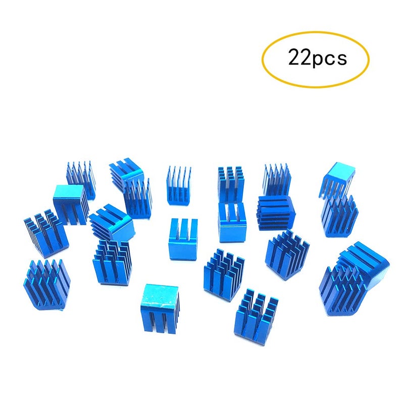SGTKJSJS 3D Printer Heatsink Kit + Thermal Conductive Adhesive Tape, Cooler Heat Sink Cooling TMC2130 TMC2100 A4988 DRV8825 TMC2208 Stepper Motor Driver Module (22pcs) - Image 2
